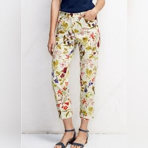 Lands' End Floral Cropped Pants 6P Mid Rise Straight Leg